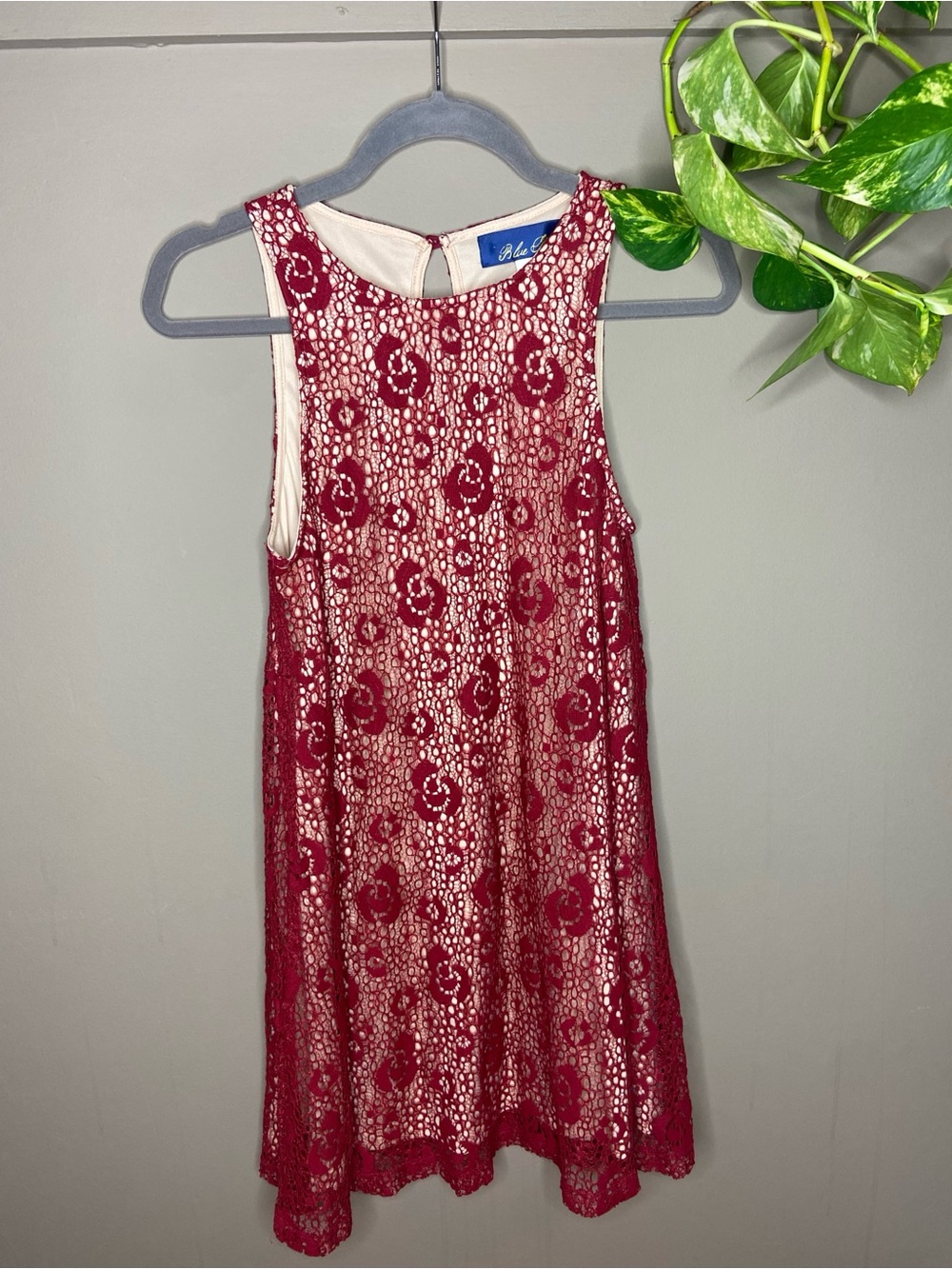 Blue Rain Red Lace Dress